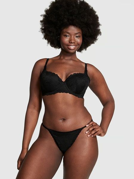 Трусики-стринги женские PINK Victoria's Secret Wink V-String Panty черные egk-9u3-6h6 фото