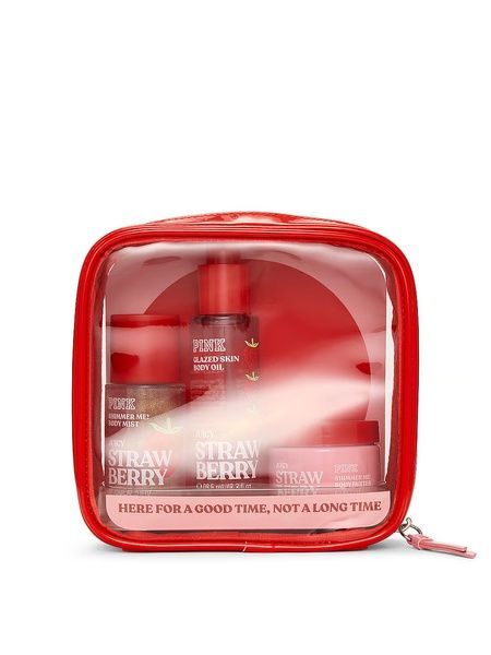 Подарунковий набір Victoria's Secret PINK Strawberry Let's Glow Away Shimmer Travel Set 25166997 фото