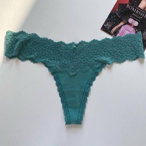 Трусики-стринги женские хлопковые Victoria's Secret Thong Panty бирюзовые y77-hql-num фото