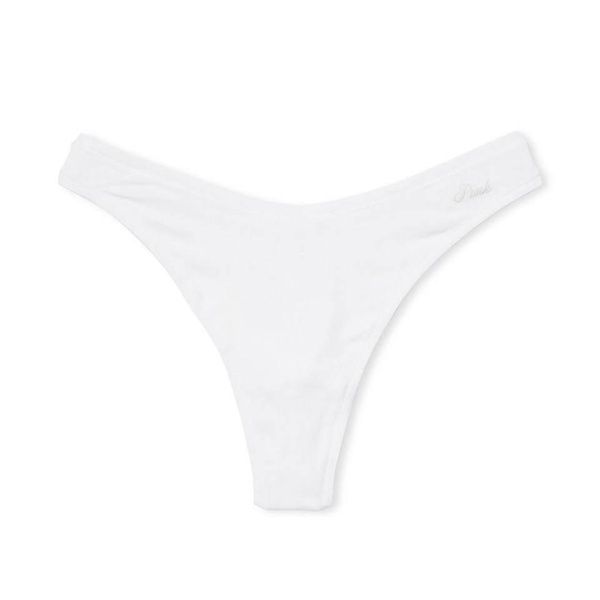 Трусики-стрінги жіночі PINK Victoria's Secret Thong Panty білі s1u-ie6-sdw фото