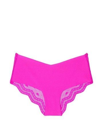 Трусики-чики женские бесшовные с кружевом Victoria's Secret No-Show Heart Mesh-Back Cheeky Panty фуксия xma-5co-ivs фото