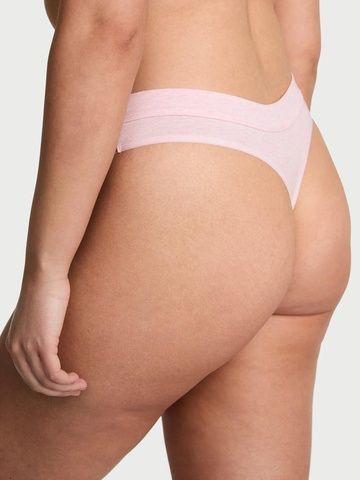 Трусики-стринги женские хлопковые с логотипом Victoria's Secret Logo Cotton Thong Panty розовые b1e-kmh-mjr фото