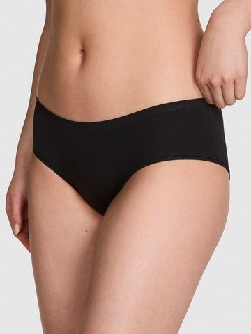 Трусики-хипстер женские с микрофибры PINK Victoria's Secret Seamless Hiphugger Panty черные y3s-5rk-7pe фото