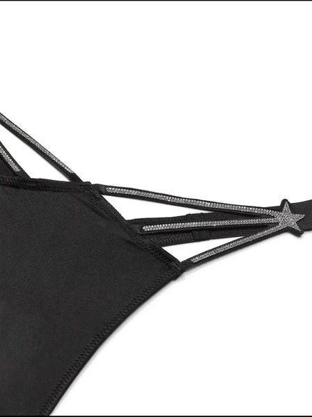 Трусики-стринги женские люксовые Victoria's Secret Starstruck Shine High-Leg Thong Panty черные r9r-nch-bra фото