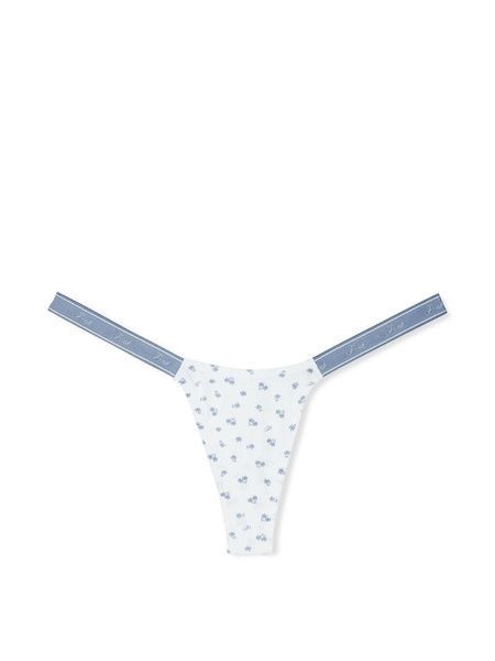 Трусики-стринги женские хлопковые PINK Victoria's Secret Logo Cotton Shine Micro Thong Panty белые 25g-nsz-hv3 фото
