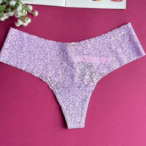 Трусики-стринги женские бесшовные PINK Victoria's Secret No-Show Thong Panty сиреневые wsm-t9g-a74 фото