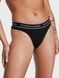 Трусики-стрінги жіночі бавовняні з лого Victoria's Secret Logo Cotton Thong Panty чорні 8l5-709-4s8 фото 1