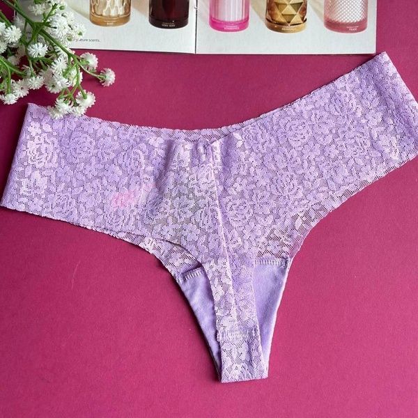 Трусики-стрінги жіночі безшовні PINK Victoria's Secret No-Show Thong Panty бузкові wsm-t9g-a74 фото