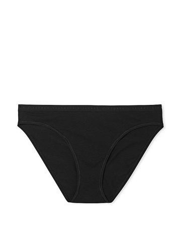 Трусики-бикини женские хлопковые Victoria's Secret Stretch Cotton Bikini Panty черные j3y-vlw-m9n фото