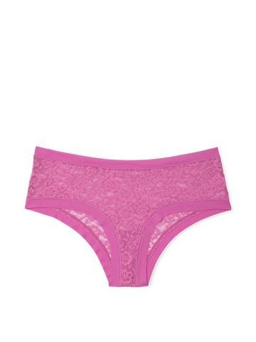 Трусики-чики женские бесшовные с кружевом Victoria's Secret No-Show Lace Cheeky Panty сиреневые sdc-h99-cx0 фото