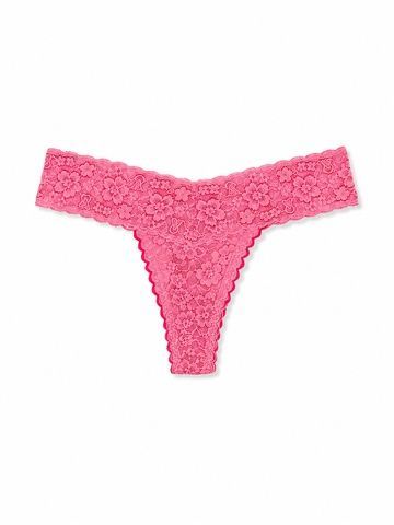 Трусики-стринги женские кружевные Victoria's Secret Lace Thong Panty розовые  yrb-505-b2h фото