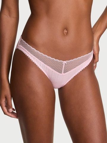 Трусики-бикини женские Victoria's Secret Stretch Pointelle Bikini Panty пудровые XL dwd-qr5-yju фото