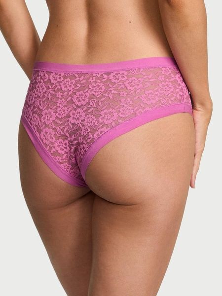 Трусики-чики женские бесшовные с кружевом Victoria's Secret No-Show Lace Cheeky Panty сиреневые sdc-h99-cx0 фото