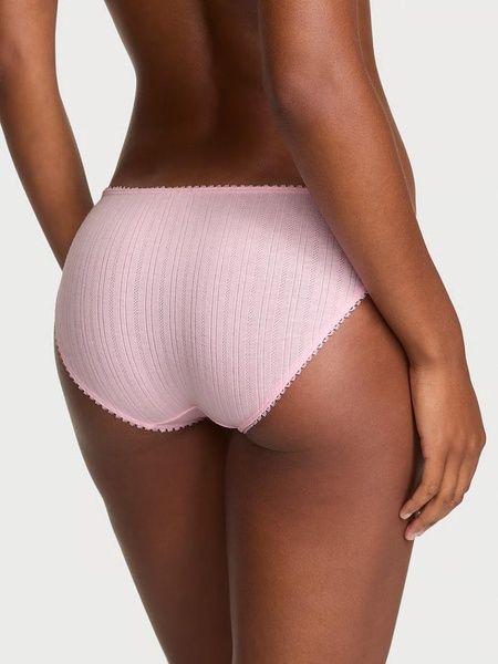 Трусики-бікіні жіночі Victoria's Secret Stretch Pointelle Bikini Panty пудрові XL dwd-qr5-yju фото