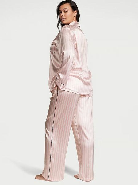 Пижама сатиновая розовая (штаны+рубашка) Victoria's Secret Satin Long Pajama Set REGULAR 9lb-g3p-qhh фото