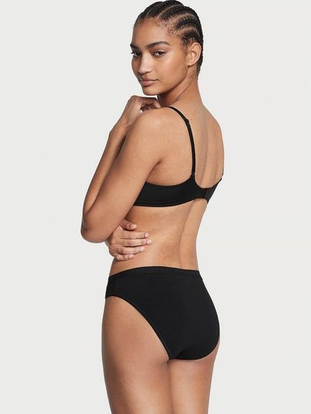 Трусики-бикини женские хлопковые Victoria's Secret Stretch Cotton Bikini Panty черные j3y-vlw-m9n фото