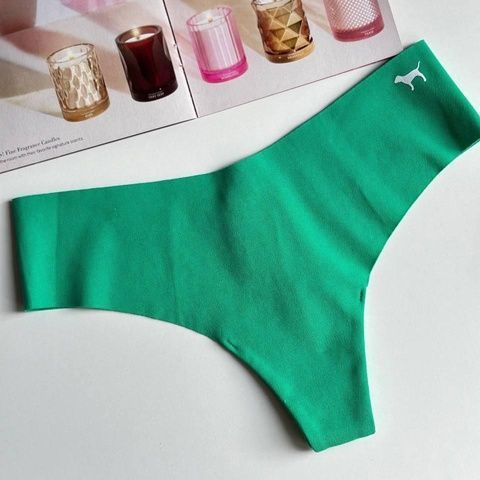 Трусики-стринги женские бесшовные PINK Victoria's Secret No-Show Thong Panty зеленые wss-gns-sv9 фото