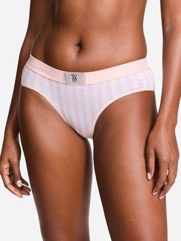 Трусики-хипстер женские хлопковые VIctoria's Secret Logo Cotton Shine Patch Hiphugger Panty розовые ky7-7uk-bno фото