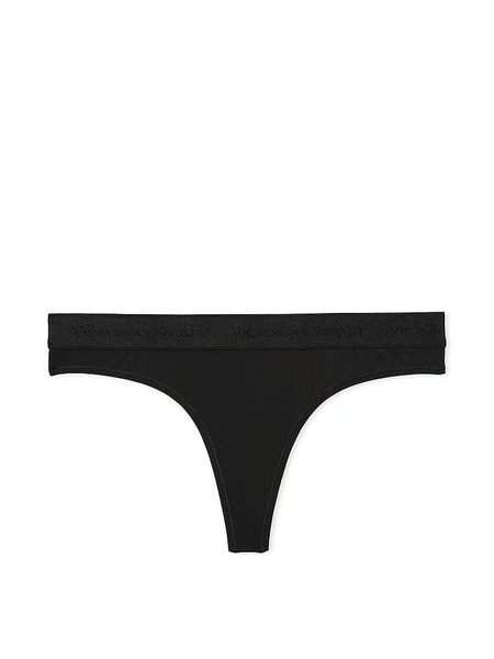 Трусики-стринги женские эластичные Victoria's Secret Logo Thong Panty черные cgw-c2b-83x фото