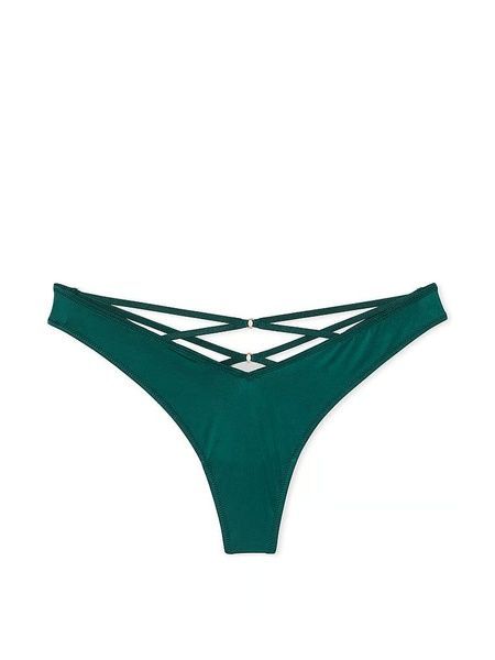 Трусики-стринги женские люксовые Victoria's Secret Strappy Back High-Leg Thong Panty зеленые 3x7-yw4-su7 фото