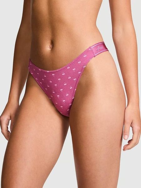Трусики-стринги женские хлопковые PINK Victoria's Secret Logo Cotton High-Leg Thong розовые 69l-0yw-yt2 фото