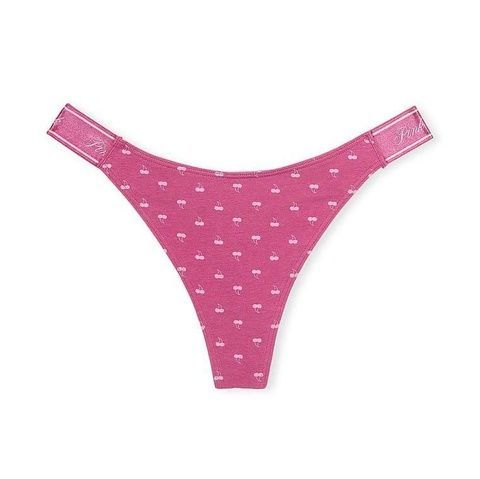 Трусики-стринги женские хлопковые PINK Victoria's Secret Logo Cotton High-Leg Thong розовые 69l-0yw-yt2 фото