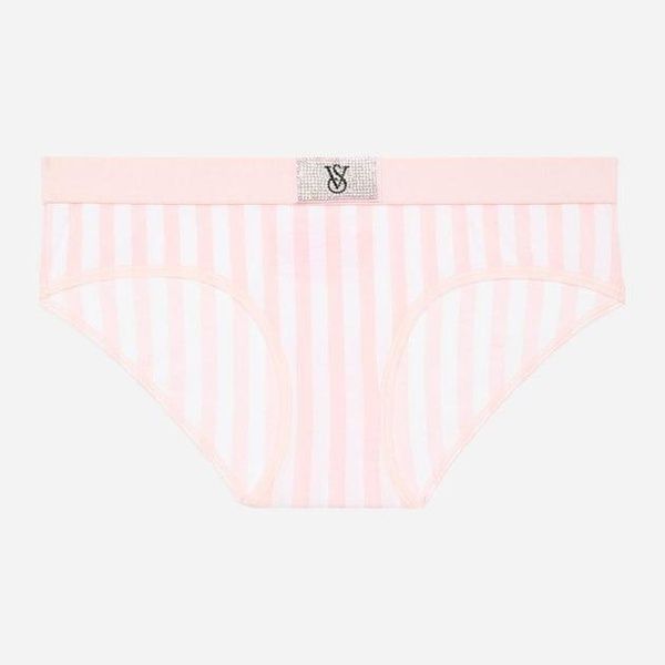 Трусики-хипстер женские хлопковые VIctoria's Secret Logo Cotton Shine Patch Hiphugger Panty розовые ky7-7uk-bno фото
