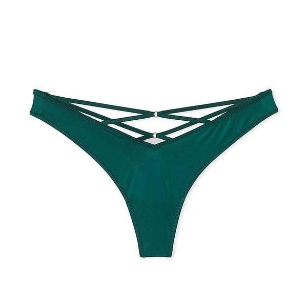 Трусики-стринги женские люксовые Victoria's Secret Strappy Back High-Leg Thong Panty зеленые 3x7-yw4-su7 фото