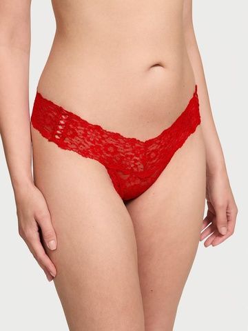Трусики-стринги женские кружевные Victoria's Secret Lace Thong Panty красные bwe-6lb-36q фото