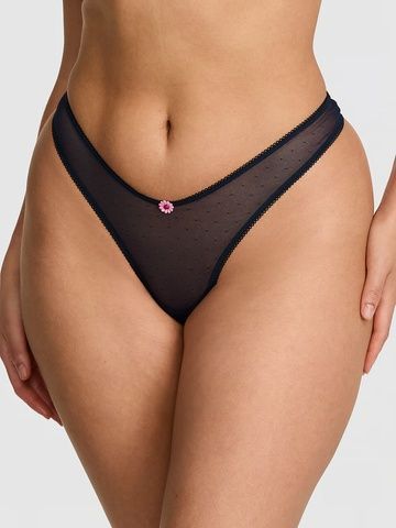 Трусики-стринги кружевные женские Victoria's Secret PINK Wink Micro Thong Panty синие  pgu-yz4-j5h фото