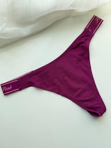Трусики-стринги женские хлопковые PINK Victoria's Secret Logo Cotton High-Leg Thong фуксия 0i8-cjl-5w0 фото