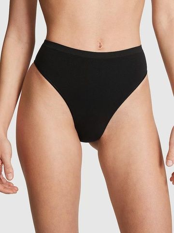 Трусики-бразилиана женские с высокой посадкой PINK Victoria's Secret Seamless Brazilian Panty черные 0bj-ic9-hve фото