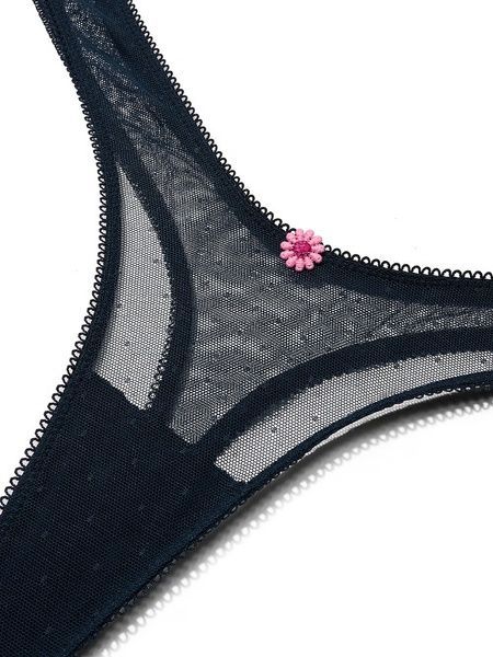 Трусики-стринги кружевные женские Victoria's Secret PINK Wink Micro Thong Panty синие  pgu-yz4-j5h фото