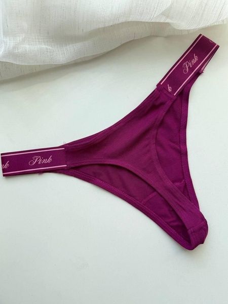 Трусики-стринги женские хлопковые PINK Victoria's Secret Logo Cotton High-Leg Thong фуксия 0i8-cjl-5w0 фото