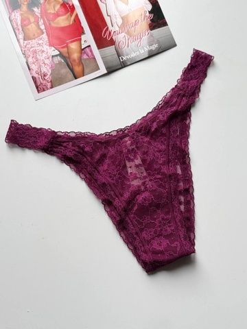 Трусики-бразилиана женские кружевные Victoria's Secret бордовые tzs-829-o1d фото