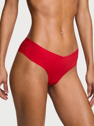 Трусики-стринги женские бесшовные Victoria's Secret No-Show Plaid Mesh Thong Panty красные lev-jib-cgl фото