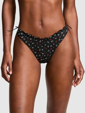 Трусики-стринги женские хлопковые PINK Victorias Secret Cotton Side-Tie Panty черные wsh-56v-h80 фото