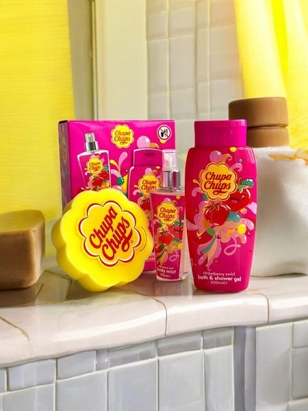 Набір косметики (гель для душу+спрей для тіла) Chupa Chups Strawberry Swirl (Полуниця) c46-9a6 фото