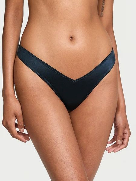 Трусики-стринги женские люксовые Victoria's Secret Strappy Back High-Leg Thong Panty темно-синие r23-284-1bk фото