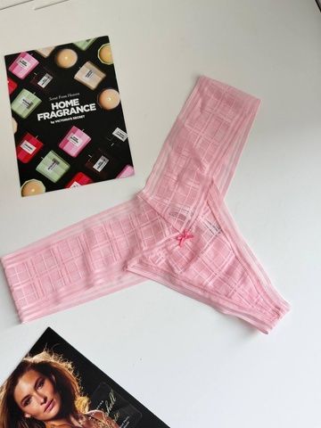 Трусики-стринги женские Victoria's Secret Lace Thong Panty пудровые  gl7-rkm-i30 фото