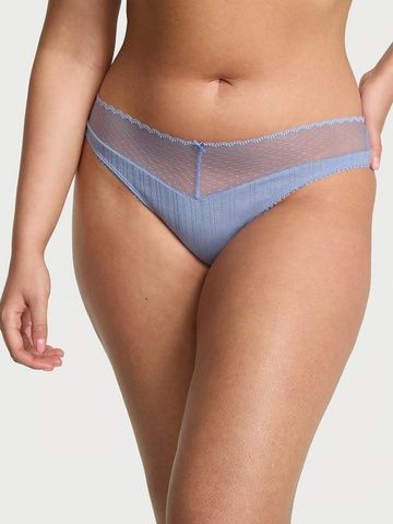 Трусики-бикини женские Victoria's Secret Stretch Pointelle Bikini Panty пудровые  5ja-ail-htz фото