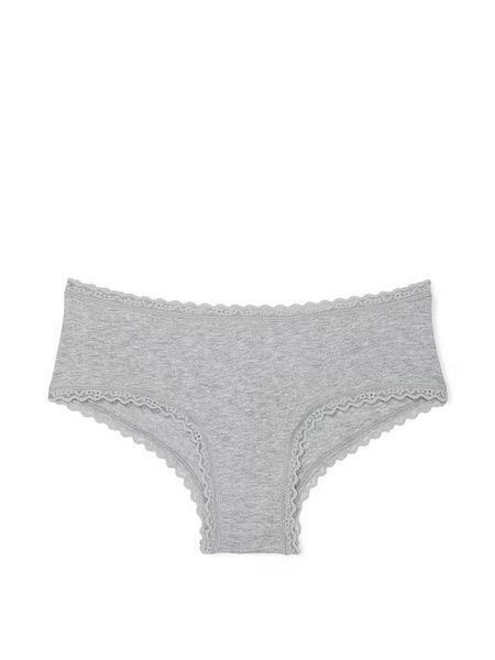Трусики-чики жіночі бавовняні Victoria's Secret Cotton Lace-Waist Cheeky Panty сірі js5-g2t-z9c фото