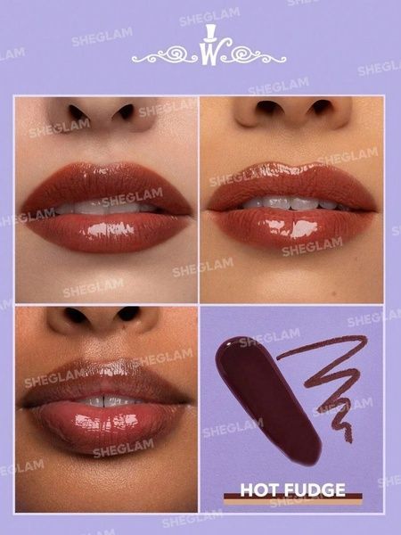 Набір для губ (блиск+олівець для губ) Sheglam Willy Wonka Cocoa Kiss Lip Duo 2.7мл+0.25г Hot Fudge 907-876 фото