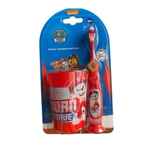 Набор для детей (стаканчик+щетка с таймером) Timer Toothbrush Set Paw Patrol КРАСНЫЙ c1a-1bc фото