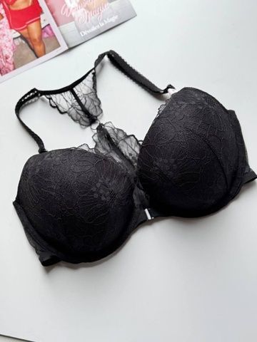 Бюстгальтер с T-спинкой с пуш-ап PINK Victoria's Secret Push-Up Bra черный 5zo-u16-0xs фото
