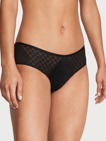 Трусики-чики женские люксовые Victoria's Secret Icon Lace Cheeky Panty черные 5g0-8rb-ipl фото
