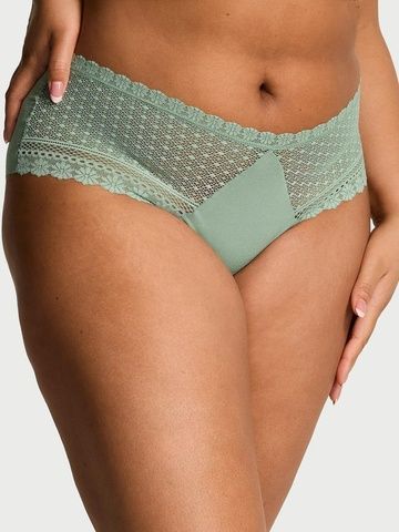 Трусики-чики женские бесшовные с кружевом Victoria's Secret No-Show Daisy Lace Cheeky Panty зеленые fgs-cwo-ei8 фото