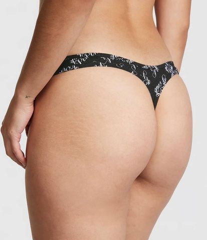 Трусики-стринги женские PINK Victoria's Secret черные 8n3-rdc-gp5 фото