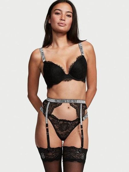 Пояс для чулок черный со стразами Victoria's Secret S-M 4c9-20c фото