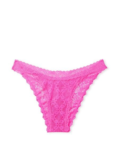 Трусики-бразилиана женские кружевные PINK Victoria's Secret Lace Brazilian Panty розовые 2gg-pdu-rds фото